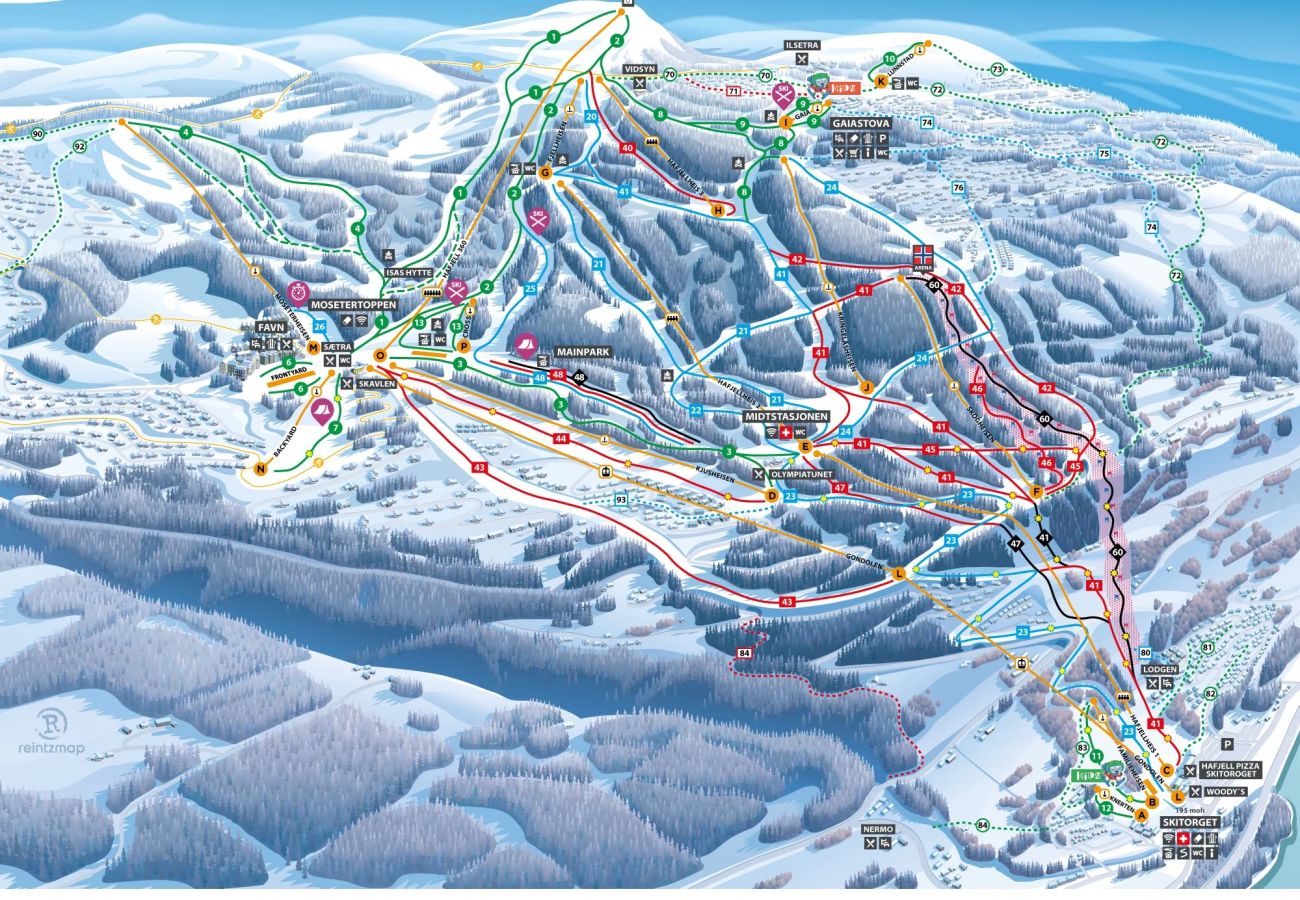 Hytte i Øyer - Stor familiehytte på Hafjell med ski in-ski out
